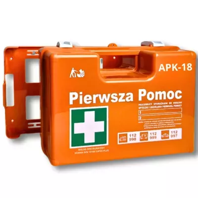 Apteczka walizkowa pomarańczowa duża APK-18 DIN13169 SUPER PLUS / K18 (2xDIN13157+)