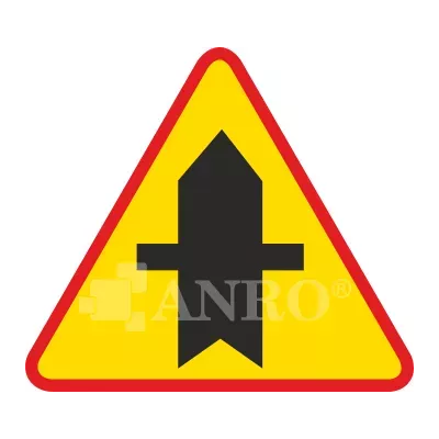 Znak drogowy A-6a Skrzyżowanie z drogą podporządkowaną po obu stronach 