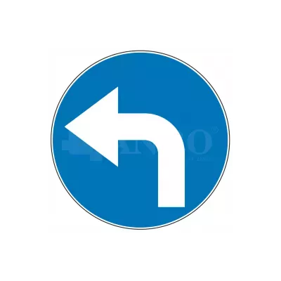 Znak drogowy C-4 Nakaz jazdy w lewo za znakiem 